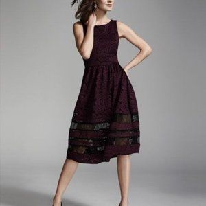 Alice + Olivia Plum Sleeveless Lace Midi Dress